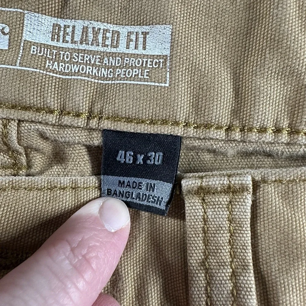 Carharrt Canvas Utility Pants Mens 46x30 (Fits 44x28) Relaxed Fit Brown Distress